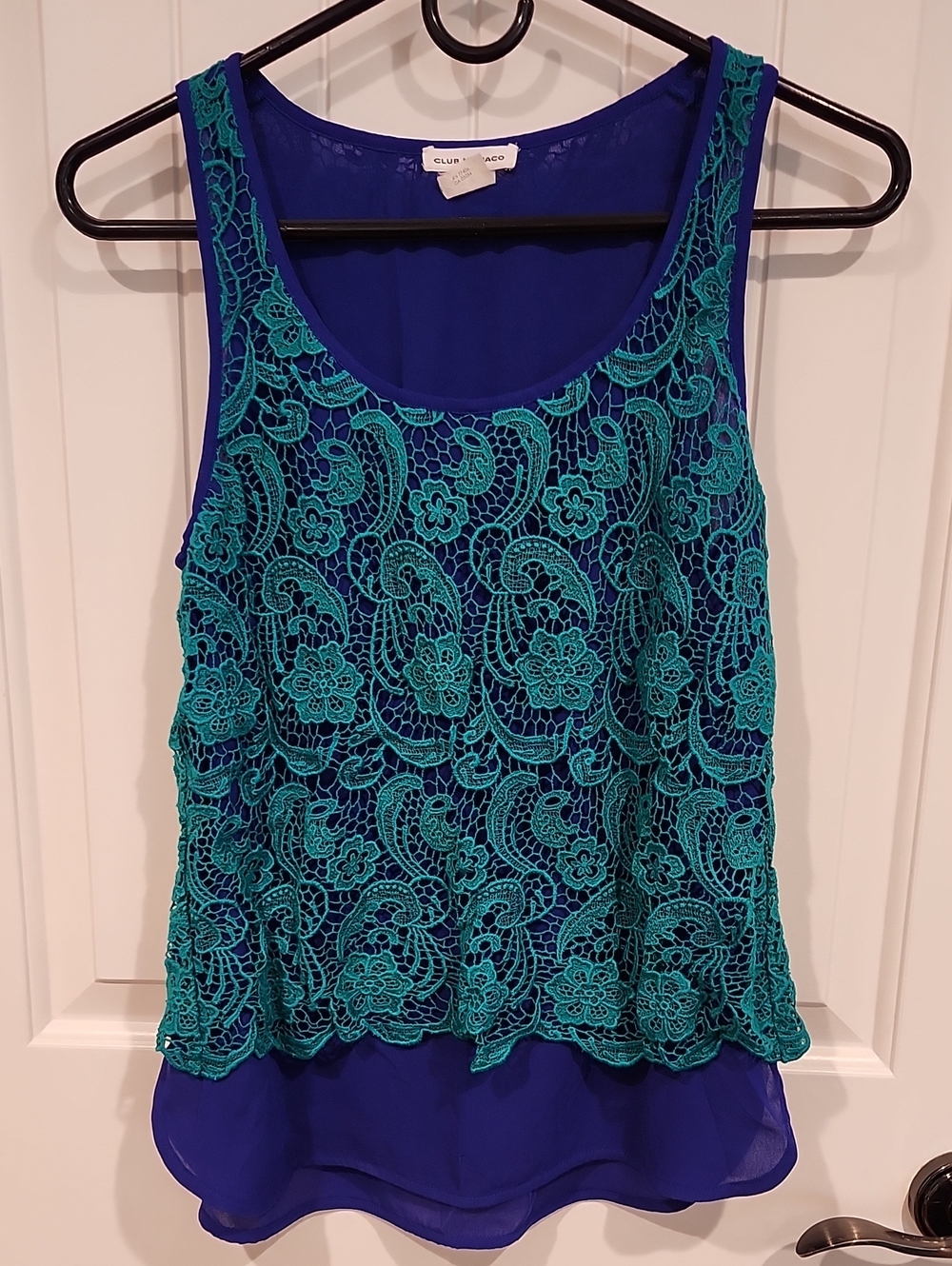 Club Monaco Royal Blue Tank with Teal Lace